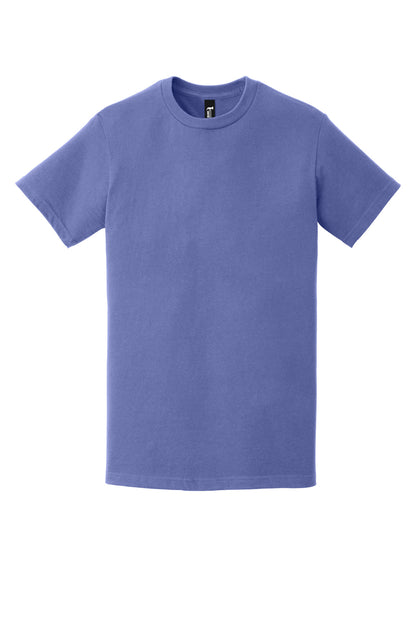 Front View of Flo Blue Gildan Hammer T-Shirt. H000 plain