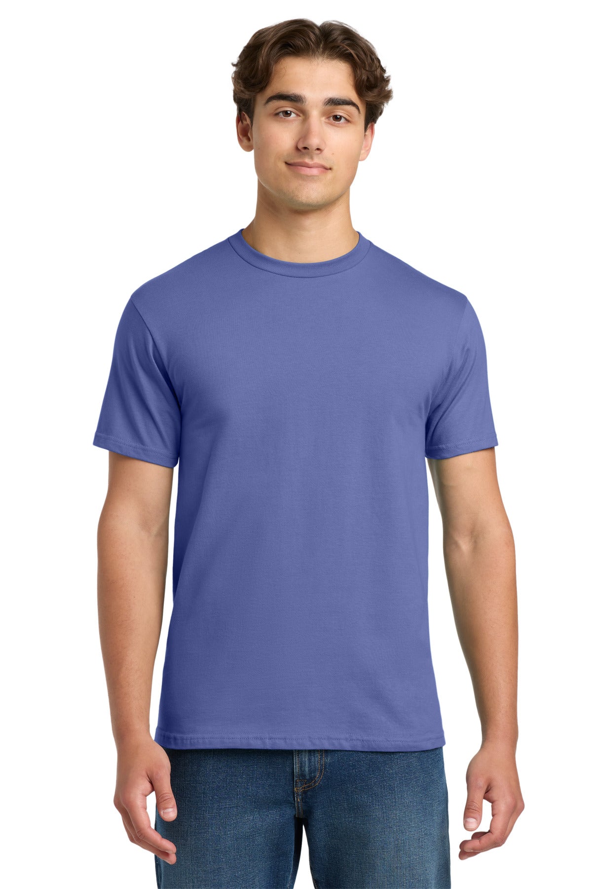 Front View of Flo Blue Gildan Hammer T-Shirt. H000 plain