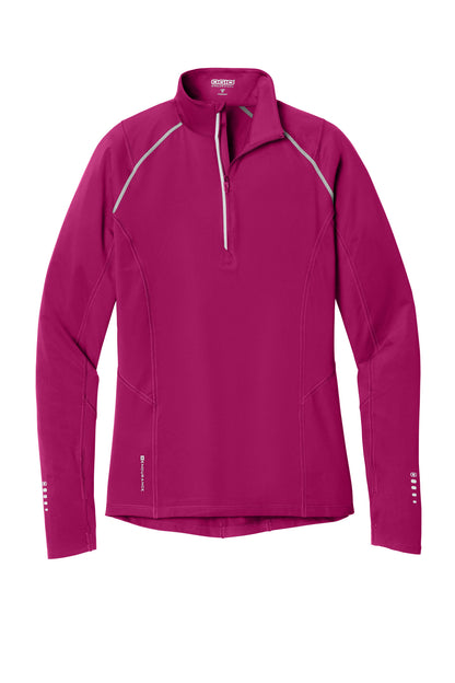 Front View of Flush Pink OGIO Women's Nexus 1/4-Zip Pullover. LOE335 plain