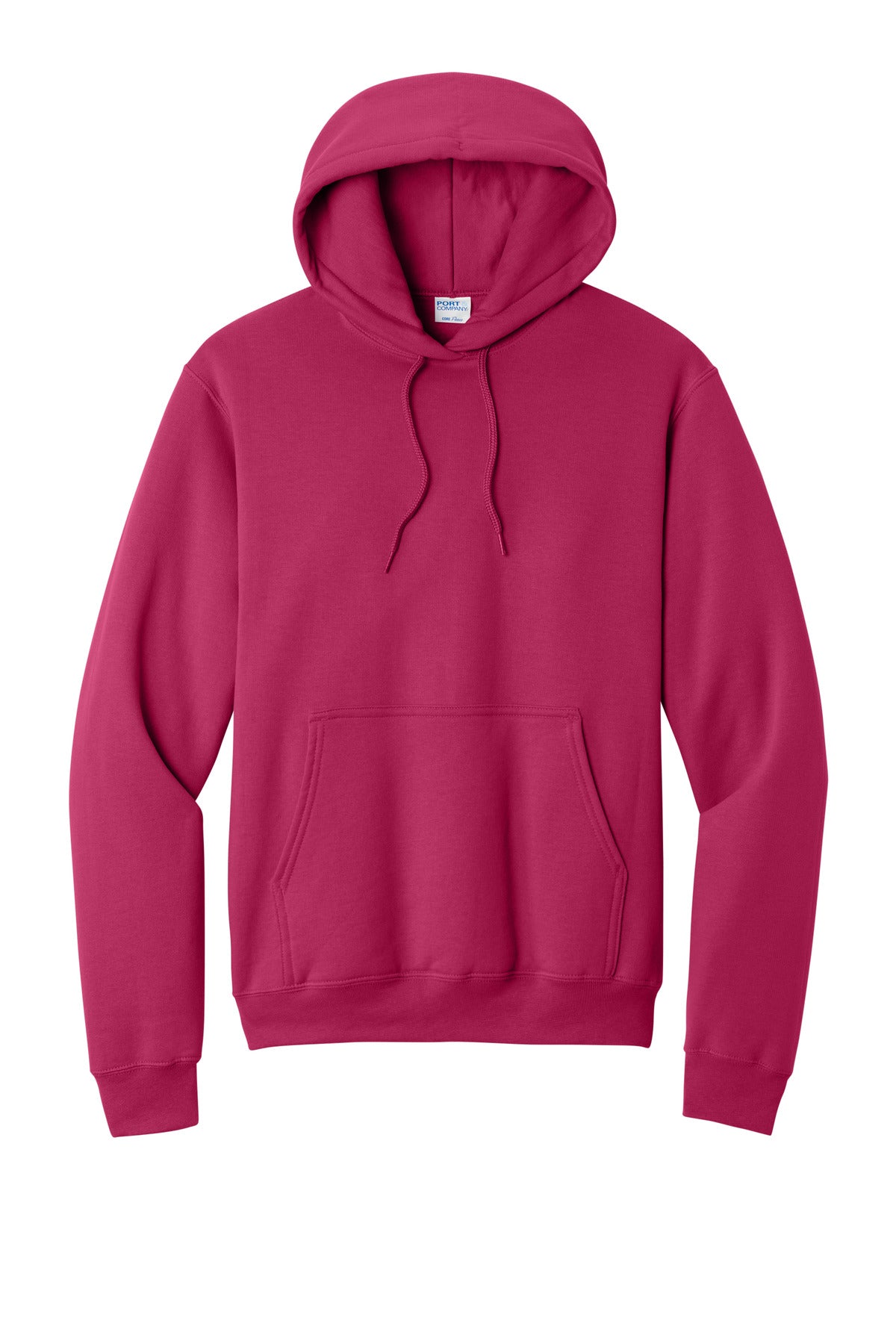 Front View of FlushPink Port & Co Core Fleece Pullover Hooded Sweatshirt. PC78H plain