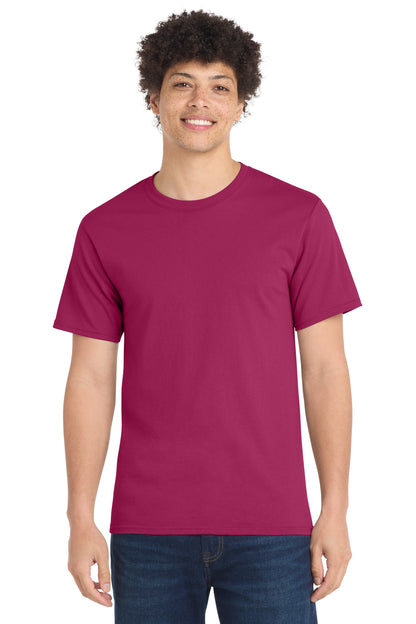 Front View of FlushPink Port & Co Essential Tee. PC61 plain