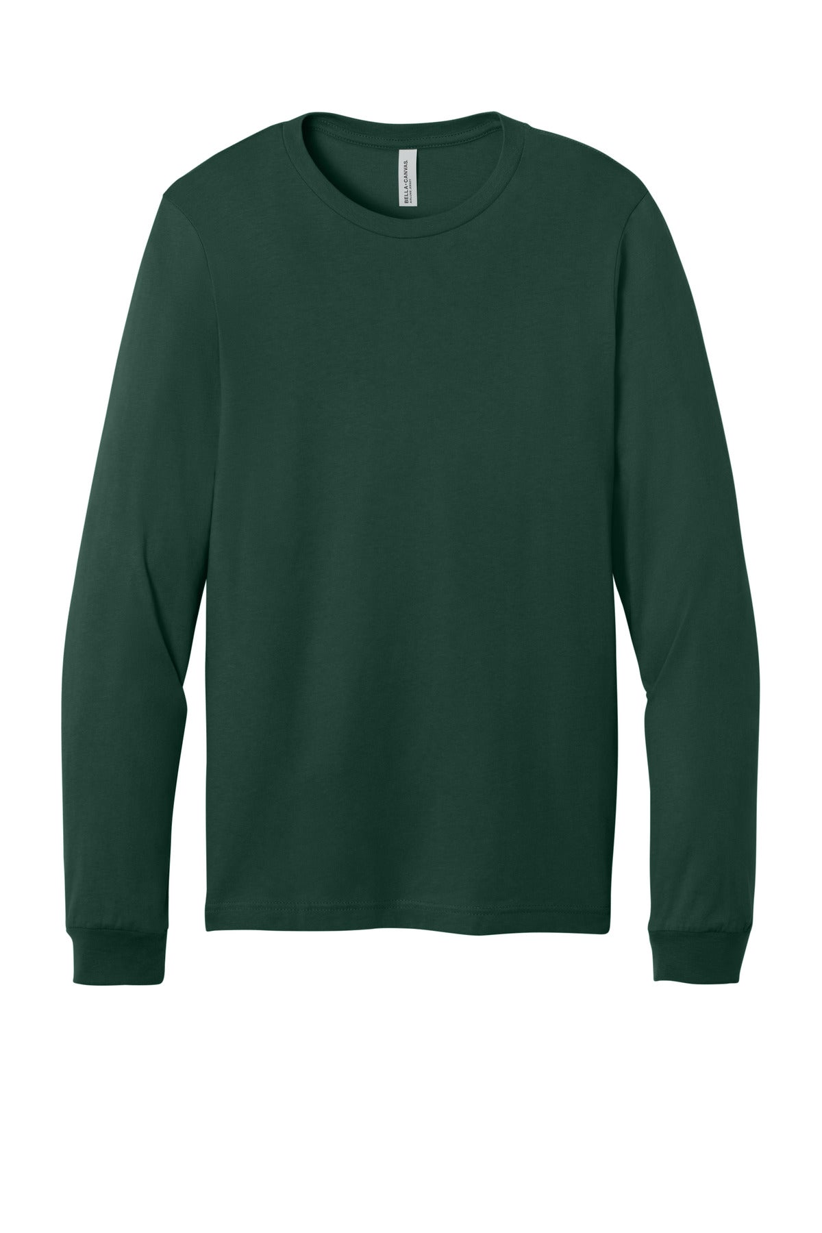 Front View of FOREST BELLA+CANVAS Unisex Jersey Long Sleeve Tee. BC3501 plain