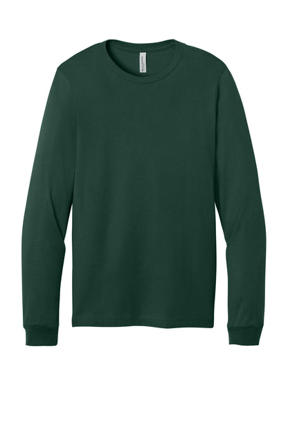 Front View of FOREST BELLA+CANVAS Unisex Jersey Long Sleeve Tee. BC3501 plain