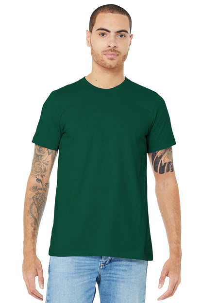 Front View of Forest BELLA+CANVAS Unisex Jersey Short Sleeve Tee. BC3001 plain