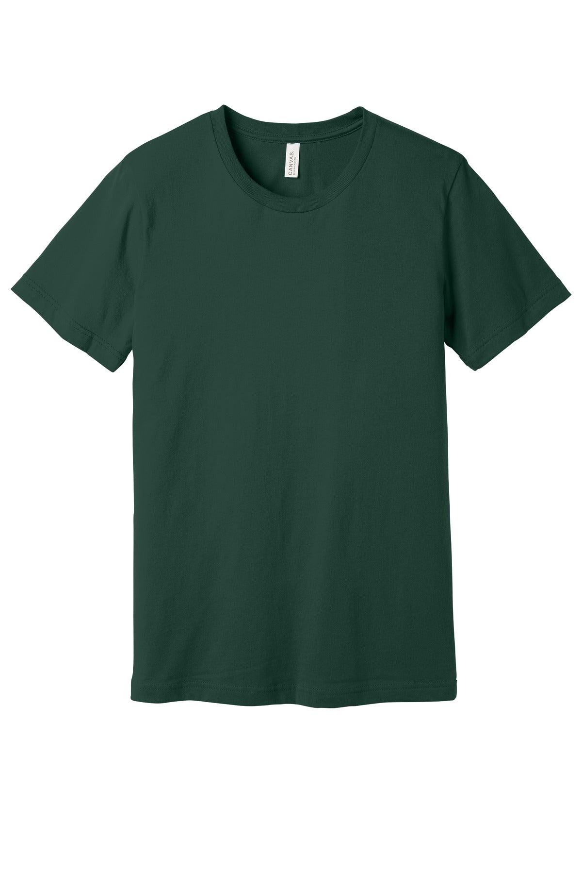 Front View of Forest BELLA+CANVAS Unisex Jersey Short Sleeve Tee. BC3001 plain