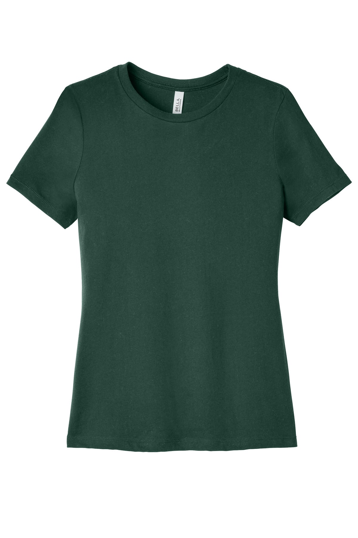 Front View of FOREST BELLA+CANVAS Women's Relaxed Jersey Short Sleeve Tee. BC6400 plain
