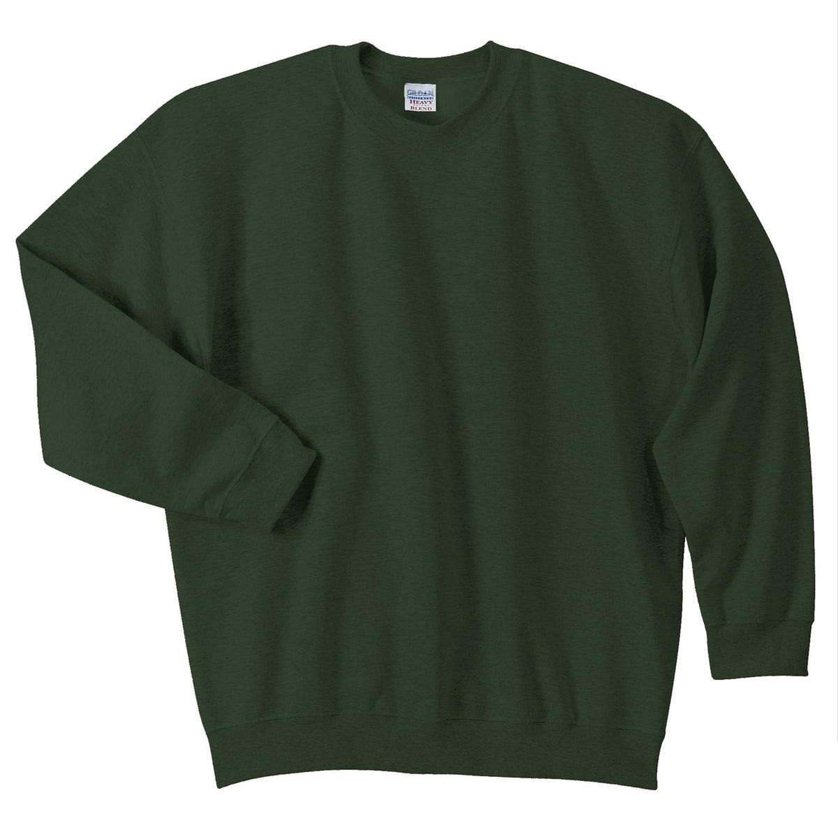 Front View of Forest Gildan Heavy Blend Crewneck Sweatshirt. 18000 plain