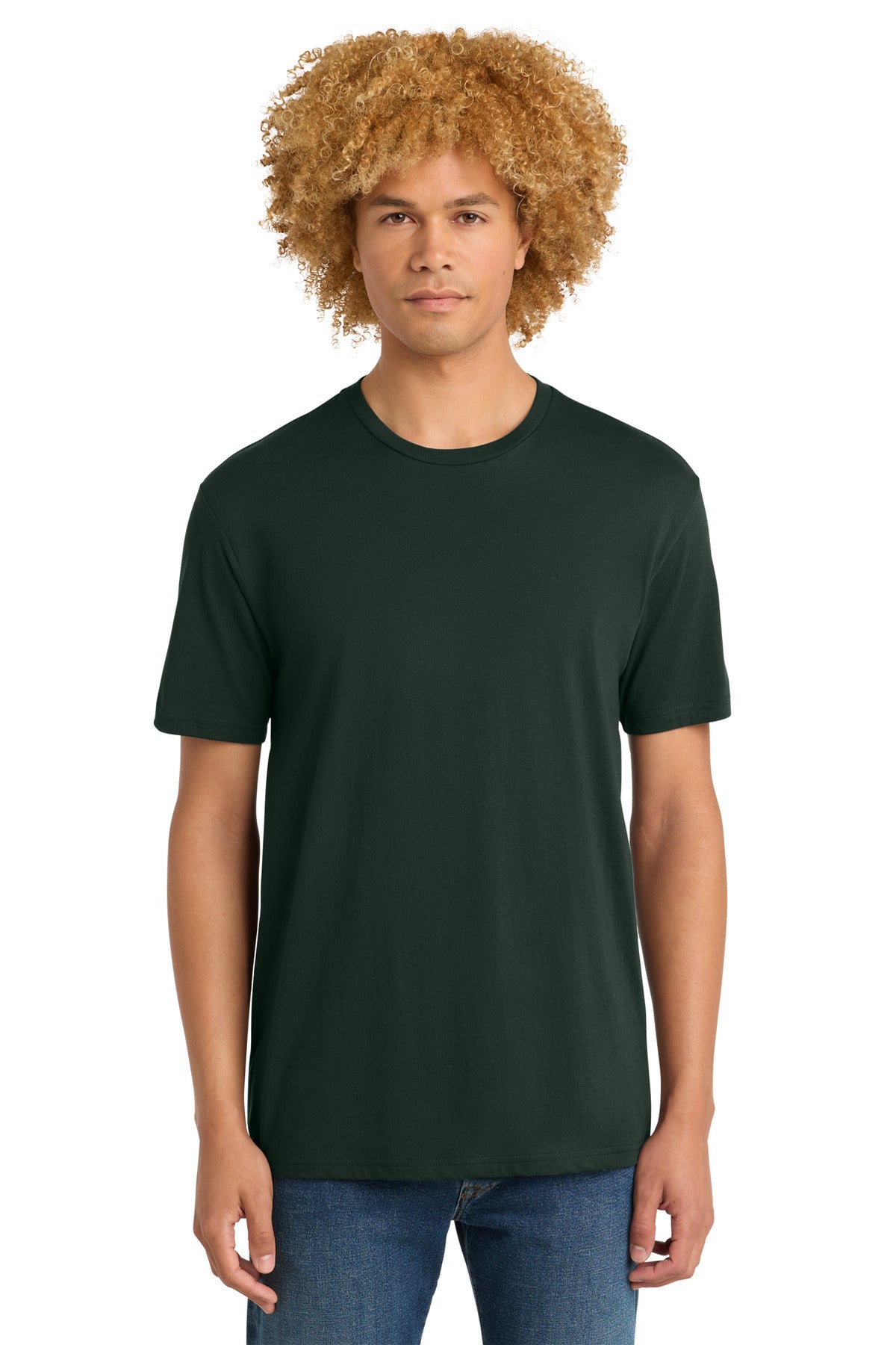 Front View of Forest Green District Perfect Weight Tee. DT104 plain