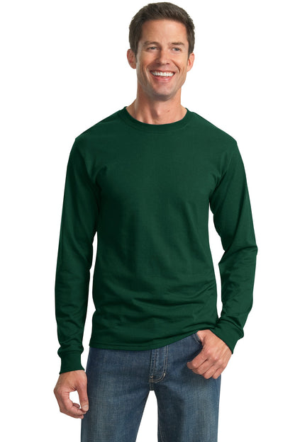 Front View of Forest Green Jerzees - Dri-Power 50/50 Cotton/Poly Long Sleeve T-Shirt. 29LS plain