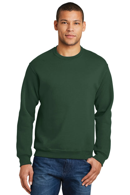 Front View of Forest Green Jerzees - NuBlend Crewneck Sweatshirt. 562M plain