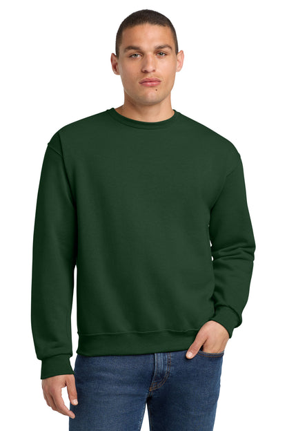 Front View of Forest Green Jerzees - NuBlend Crewneck Sweatshirt. 562M plain