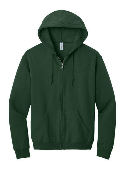 Front View of Forest green Jerzees - NuBlend Full-Zip Hooded Sweatshirt. 993M plain