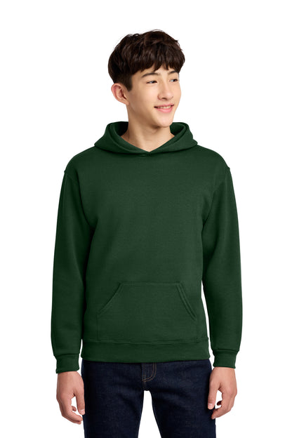 Front View of Forest Green Jerzees - Youth NuBlend Pullover Hooded Sweatshirt. 996Y plain