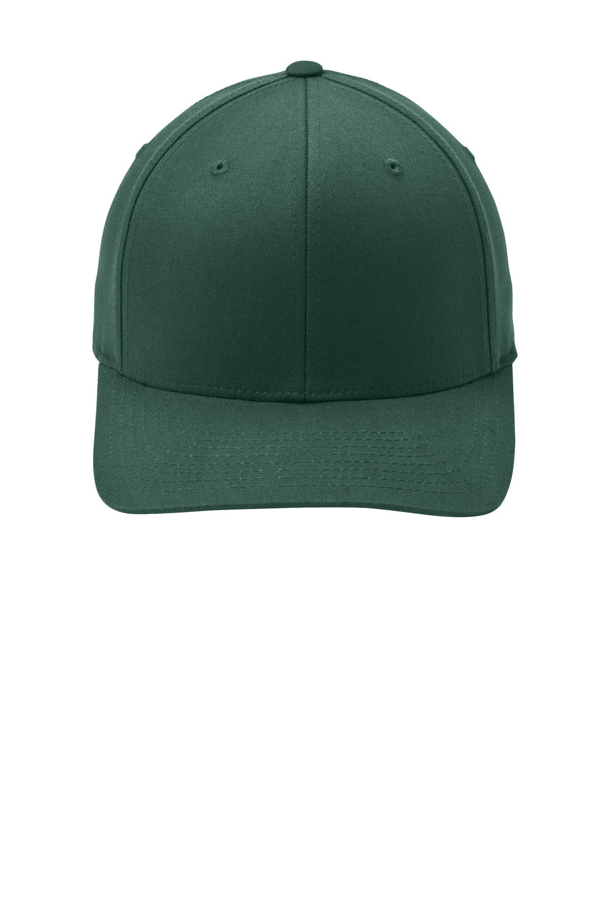 Front View of Forest Green Port Authority Flexfit Cotton Twill Cap. C813 plain