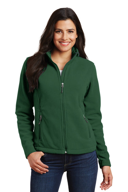 Front View of Forest Green Port Authority Women's Value Fleece Jacket. L217 plain