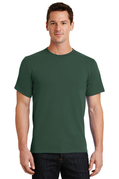 Front View of Forest Green Port & Co Essential Tee. PC61 plain