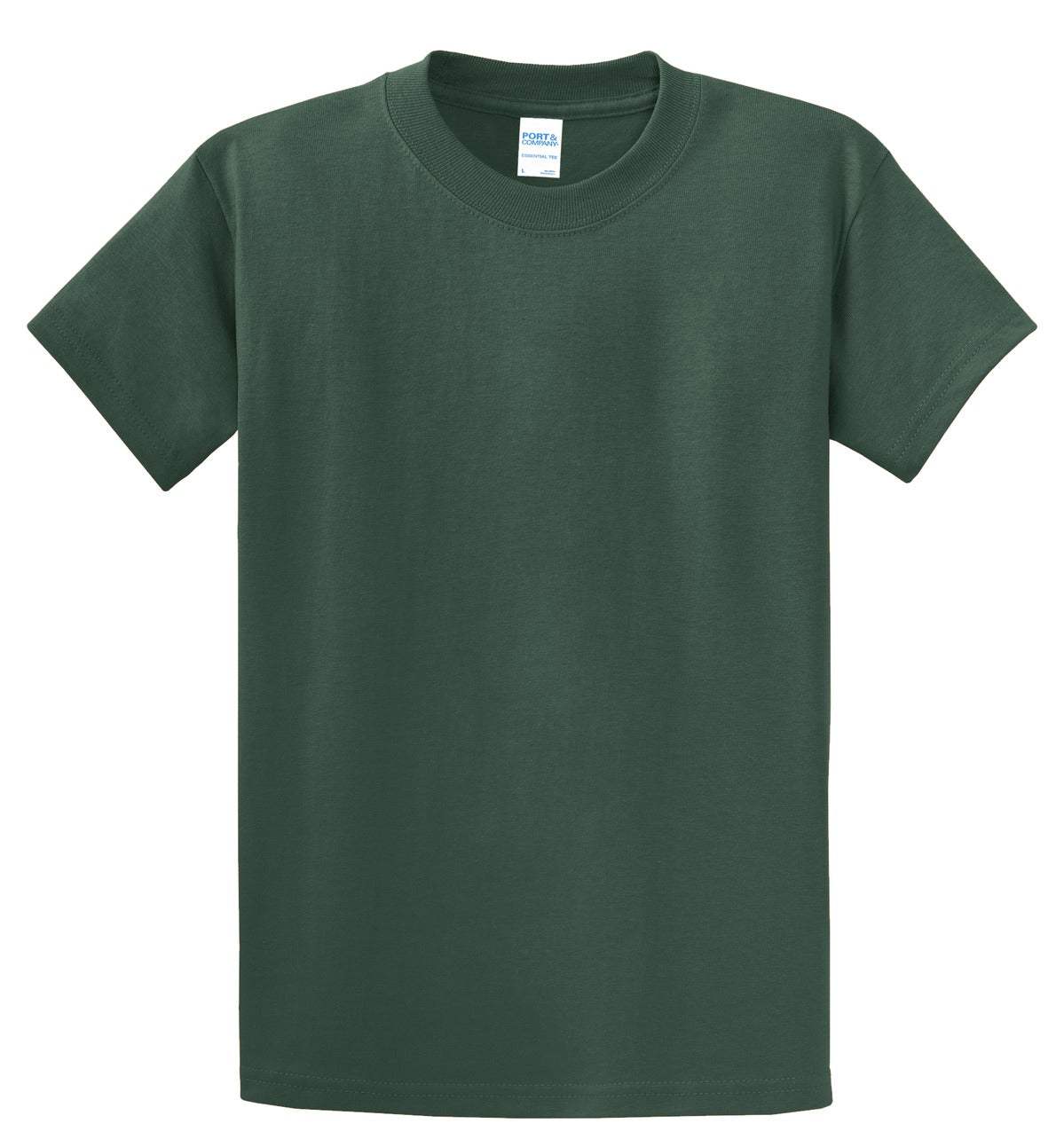 Front View of Forest Green Port & Co Essential Tee. PC61 plain