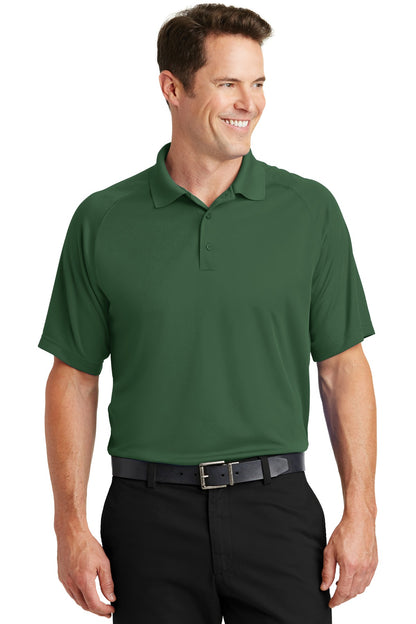 Front View of Forest Green Sport-Tek Dry Zone Raglan Polo. T475 plain