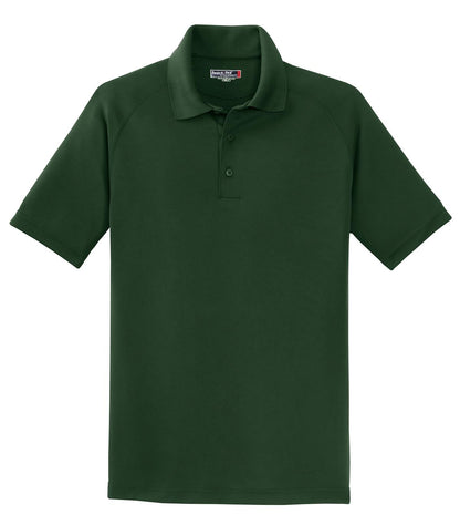 Front View of Forest Green Sport-Tek Dry Zone Raglan Polo. T475 plain