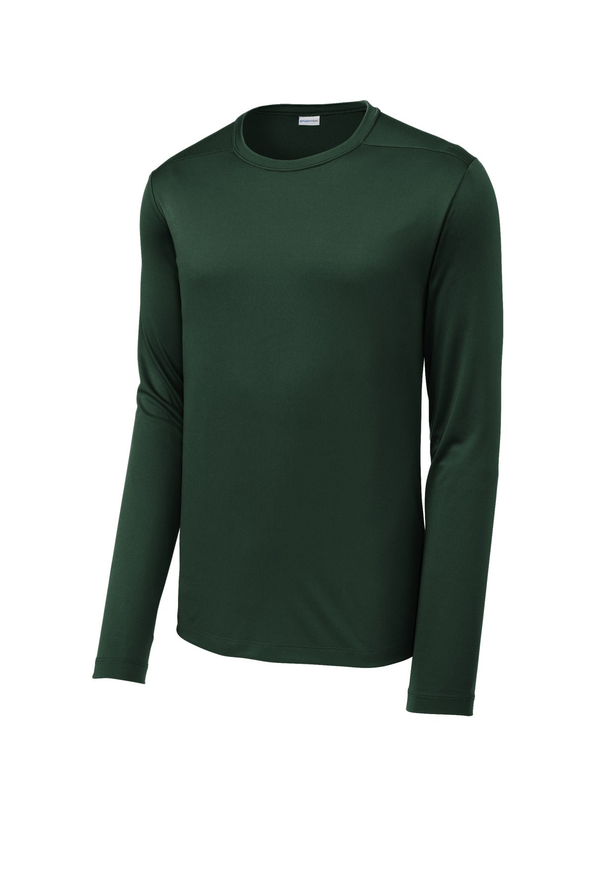 Front View of Forest Green Sport-Tek Posi-UV Pro Long Sleeve Tee. ST420LS plain