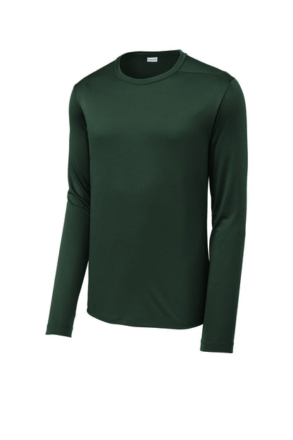 Front View of Forest Green Sport-Tek Posi-UV Pro Long Sleeve Tee. ST420LS plain
