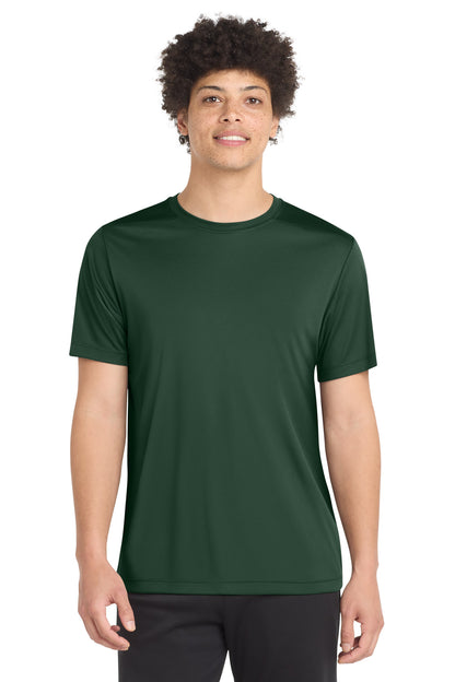 Front View of Forest Green Sport-Tek Posi-UV Pro Tee. ST420 plain
