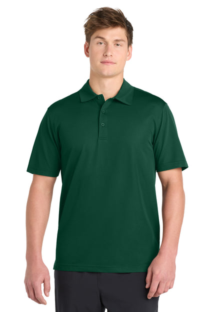 Front View of Forest Green Sport-Tek PosiCharge Active Textured Polo. ST690 plain