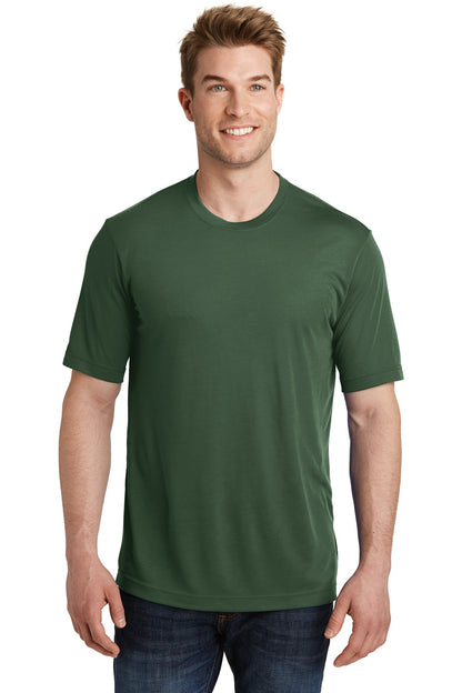 Front View of Forest Green Sport-Tek PosiCharge Competitor Cotton Touch Tee. ST450 plain