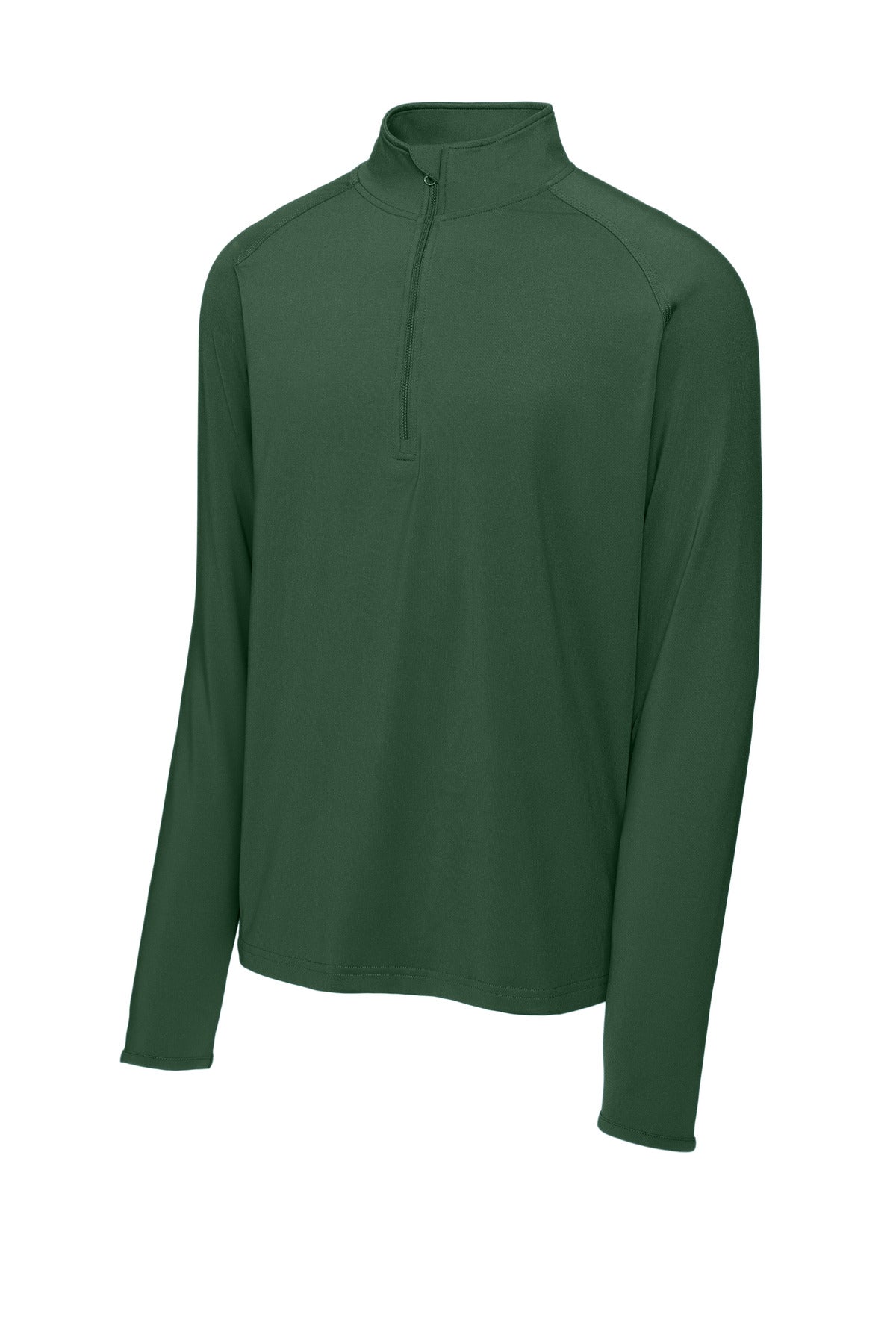 Front View of Forest Green Sport-Tek Sport-Wick Stretch 1/4-Zip Pullover. ST850 plain