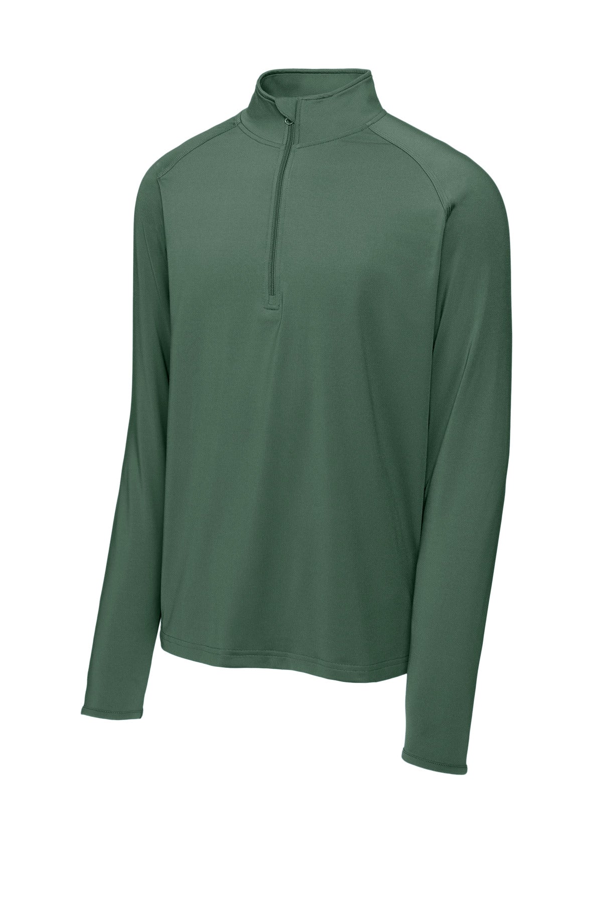 Front View of Forest Green Sport-Tek Sport-Wick Stretch 1/4-Zip Pullover. ST850 plain