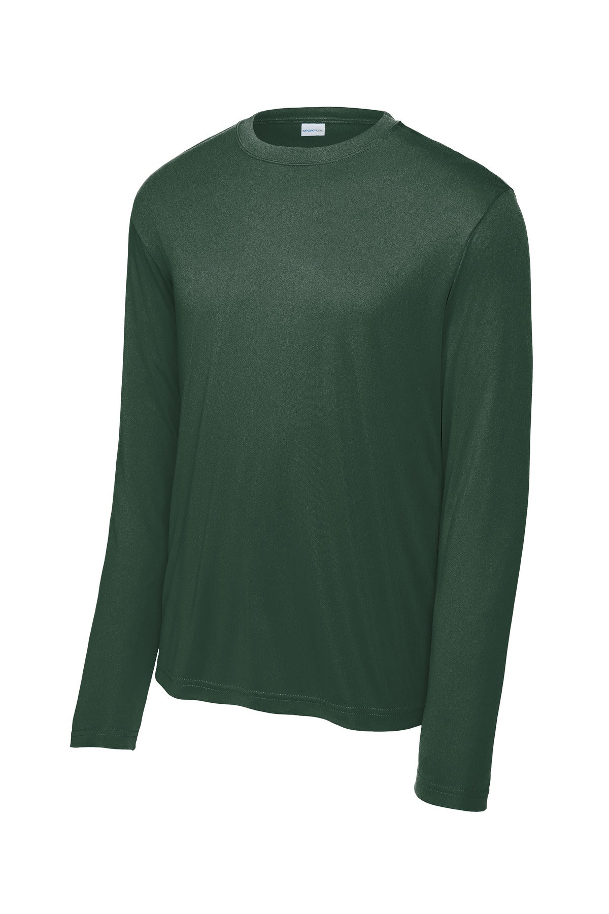 Front View of Forest Green Sport-Tek Tall Long Sleeve PosiCharge Competitor Tee. TST350LS plain
