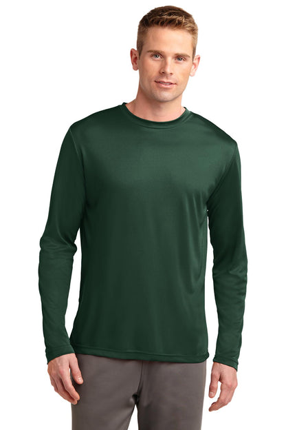 Front View of Forest Green Sport-Tek Tall Long Sleeve PosiCharge Competitor Tee. TST350LS plain