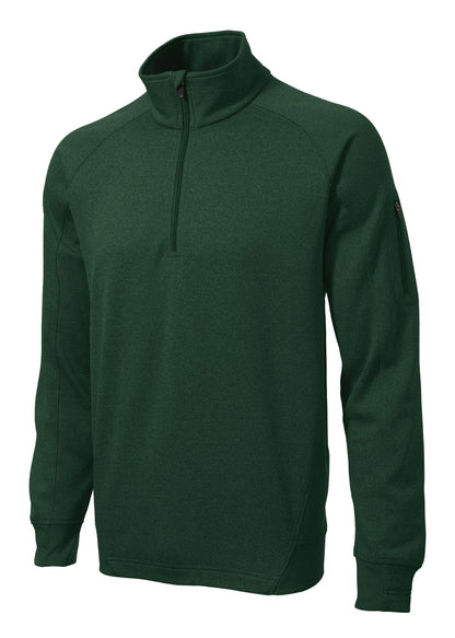 Front View of Forest Green Sport-Tek Tech Fleece 1/4-Zip Pullover. F247 plain