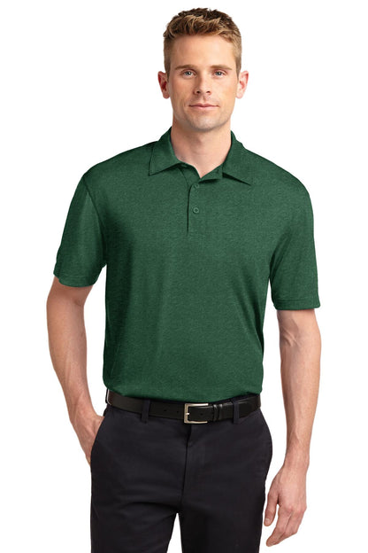 Front View of Forest Grn Htr Sport-Tek Heather Contender Polo. ST660 plain