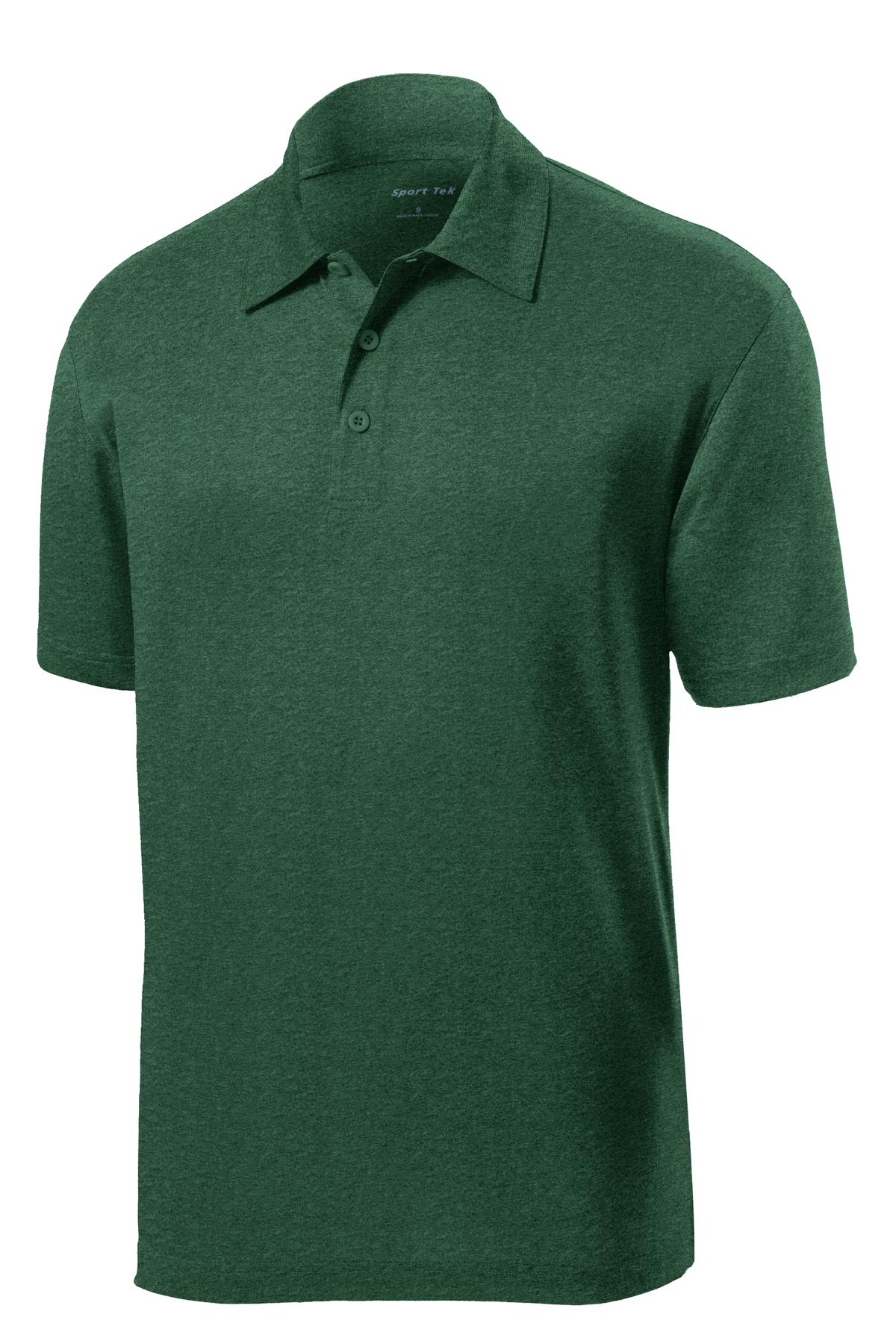 Front View of Forest Grn Htr Sport-Tek Heather Contender Polo. ST660 plain