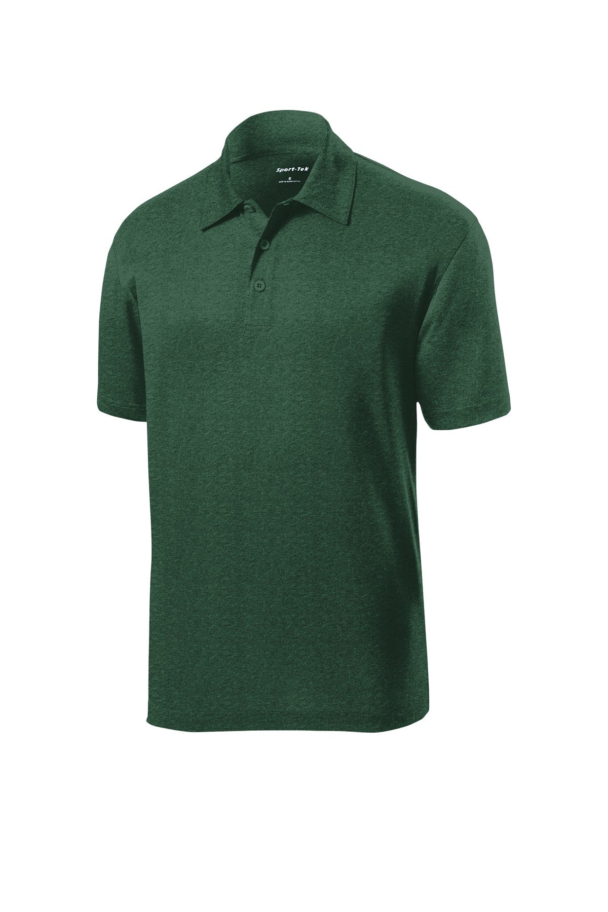 Front View of Forest Grn Htr Sport-Tek Heather Contender Polo. ST660 plain