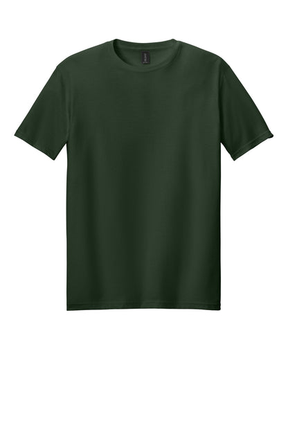 Front View of ForestGrn Gildan Softstyle T-Shirt. 64000 plain