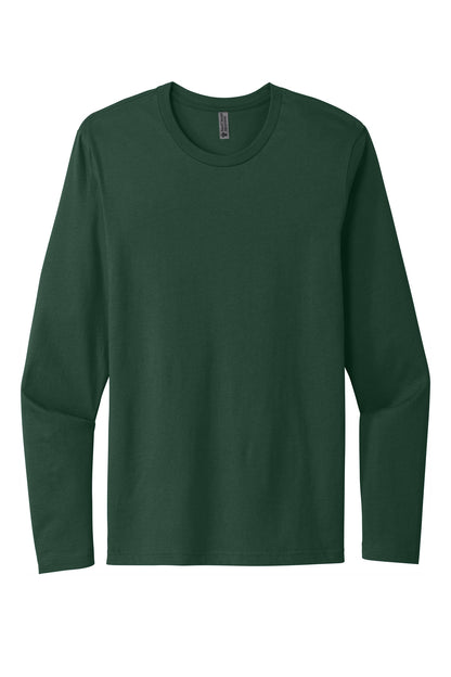 Front View of ForestGrn Next Level Apparel Cotton Long Sleeve Tee. NL3601 plain