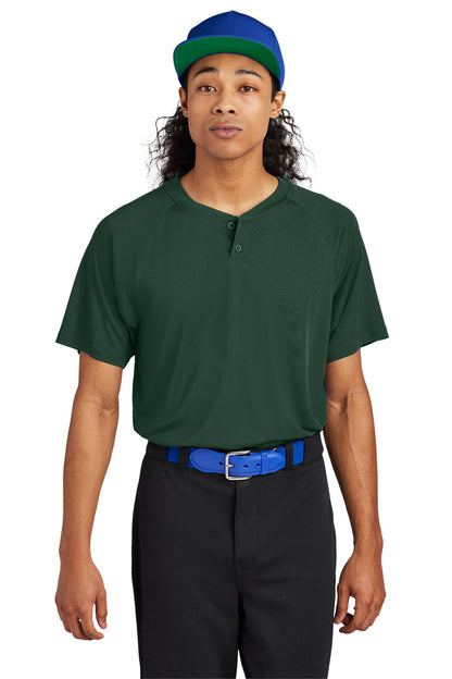 Front View of ForestGrn Sport-Tek PosiCharge Competitor 2-Button Henley ST359 plain