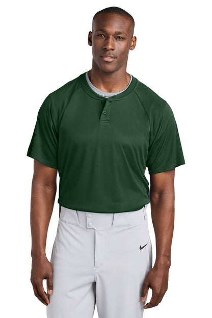 Front View of ForestGrn Sport-Tek PosiCharge Competitor 2-Button Henley ST359 plain