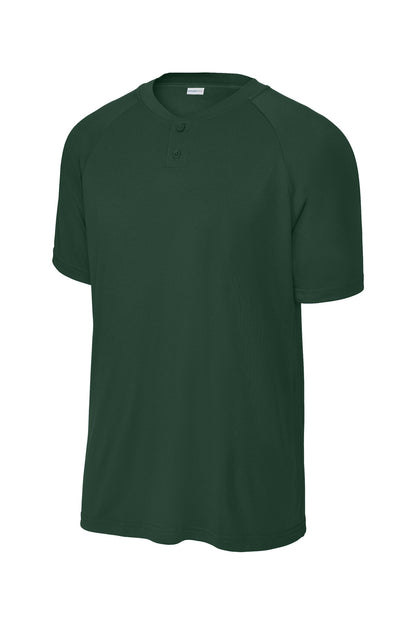 Front View of ForestGrn Sport-Tek PosiCharge Competitor 2-Button Henley ST359 plain