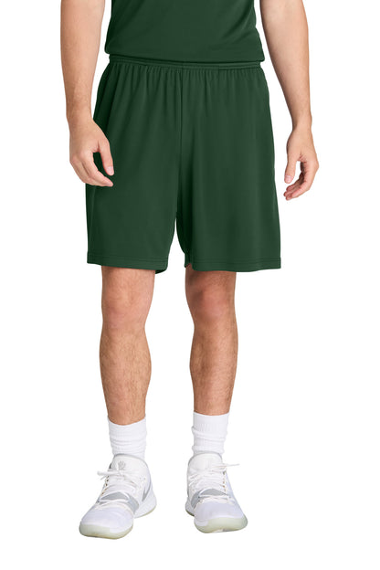 Front View of ForestGrn Sport-Tek PosiCharge Competitor 7" Pocketed Short ST349P plain