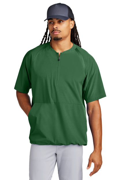 Front View of ForestGrn Sport-Tek Repeat 1/2-Zip Short Sleeve Jacket JST489 plain