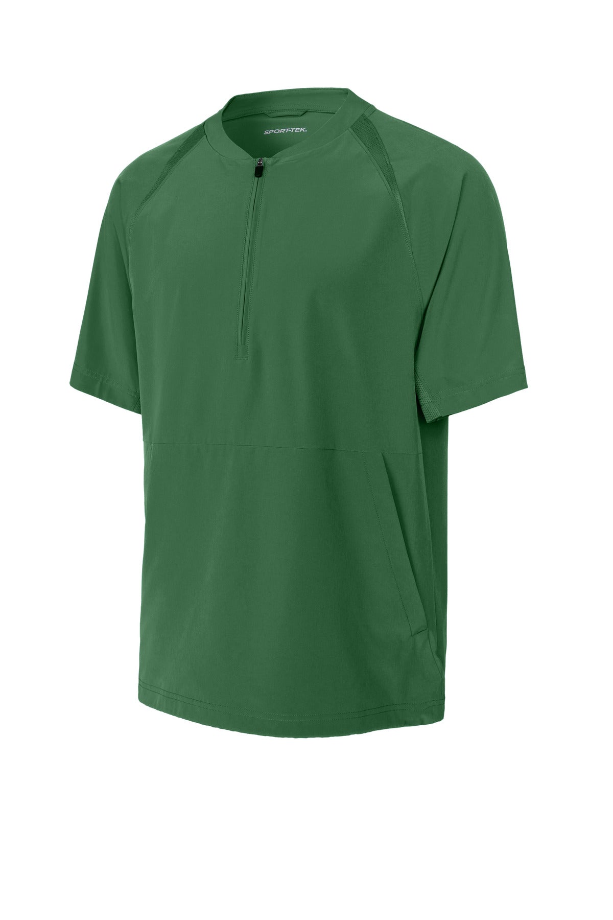 Front View of ForestGrn Sport-Tek Repeat 1/2-Zip Short Sleeve Jacket JST489 plain