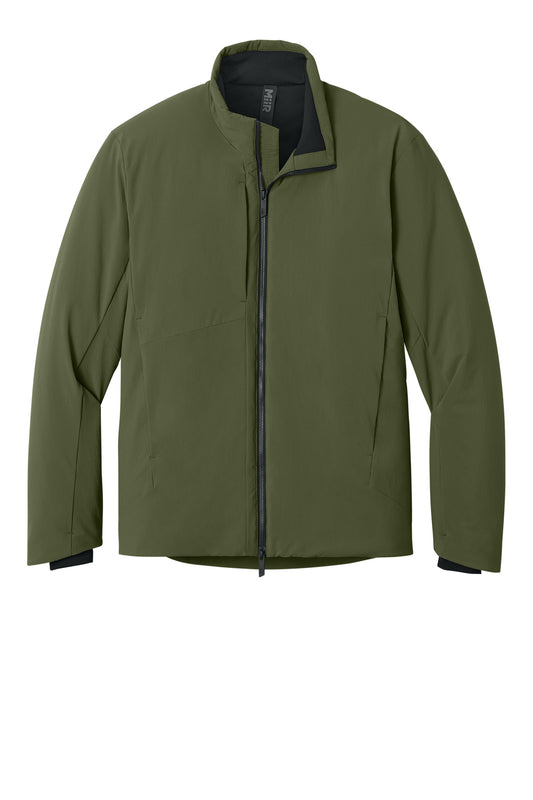 Front View of ForestMoss MiiR Sashiko Full-Zip Stretch Puffy MRA440 plain