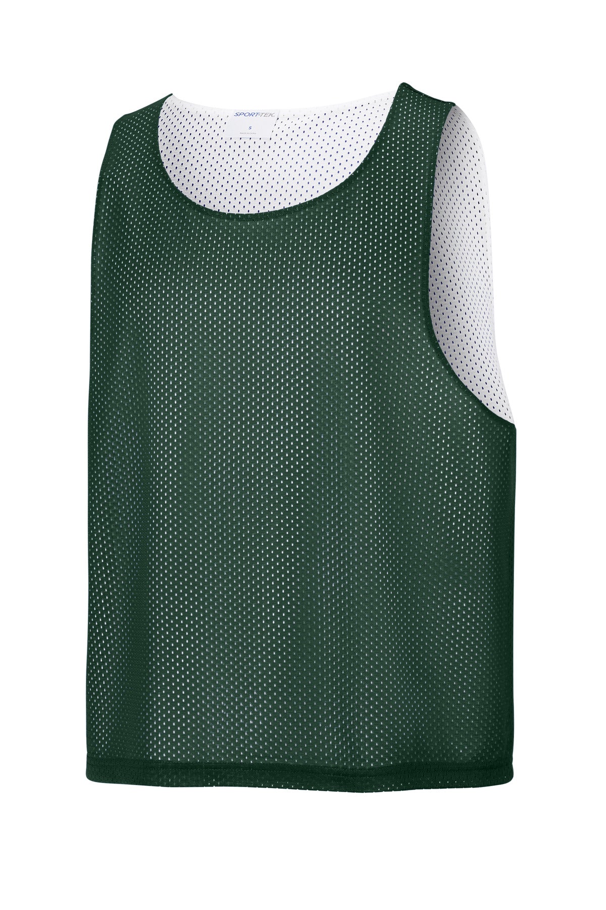 Front View of FrGn/White Sport-Tek Lacrosse Reversible Pinnie ST512 plain