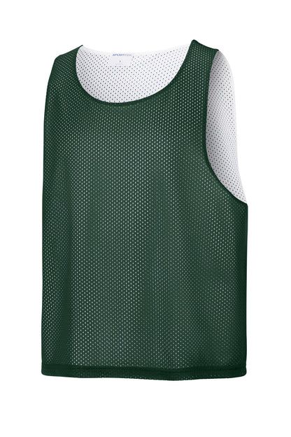 Front View of FrGn/White Sport-Tek Lacrosse Reversible Pinnie ST512 plain