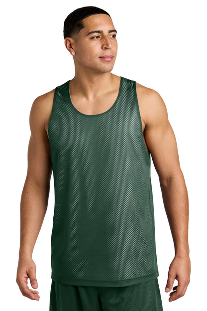 Front View of FrGn/White Sport-Tek PosiCharge Reversible Mesh Tank ST5000 plain