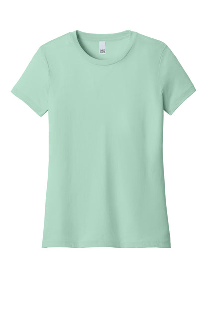 Front View of FrostdMint District Women's Perfect Weight CVC Tee DT188 plain