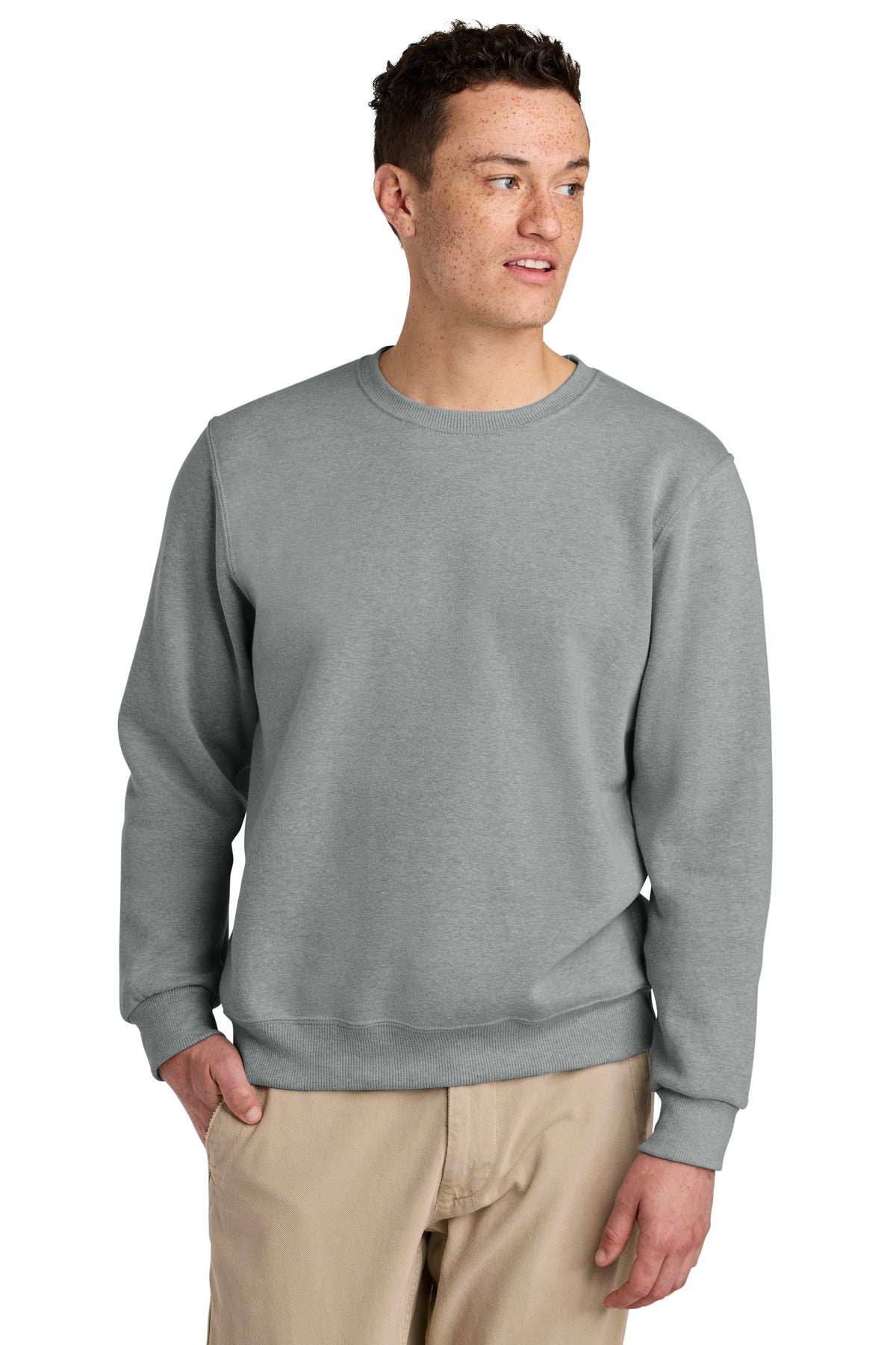 Front View of FrstGreyHt Jerzees Eco Premium Blend Crewneck Sweatshirt 701M plain